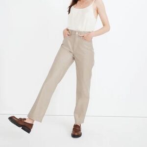 Madewell Perfect Vintage Straight Jeans Beige Leather Womens Size 31